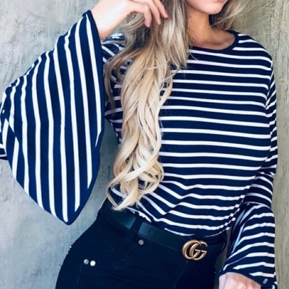 Boho Bell Sleeve Crew Neck Top - Picture 2 of 12